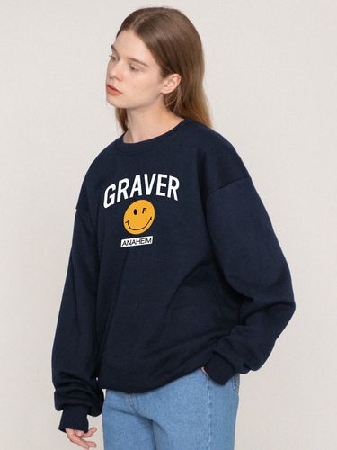 Arch Logo Dot Smile Sweatshirt Navy - GRAVER - Modalova