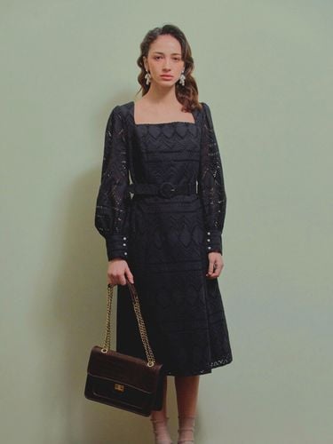 Cotton Lace Square Neck Dress - NARU KANG - Modalova