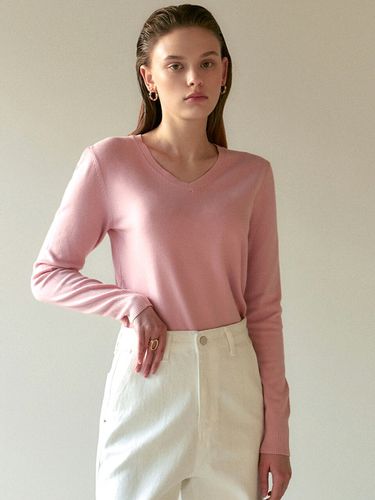 SOFT V NECK KNIT_PINK - NICK&NICOLE - Modalova