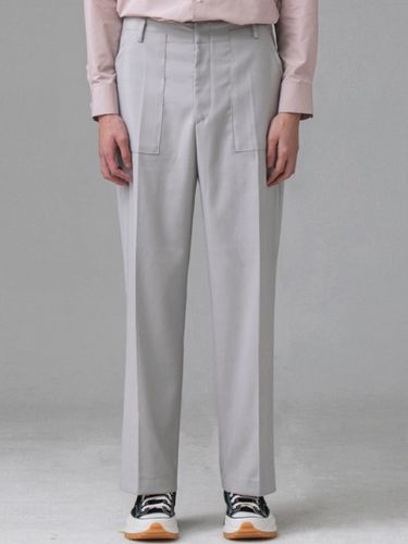 Newtro Flat Ob Wide Pants_White Sand - TLEYOUNG - Modalova