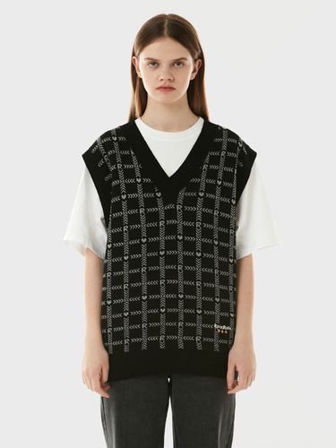 Check Jacquard Knit Vest_Black - ROLAROLA - Modalova