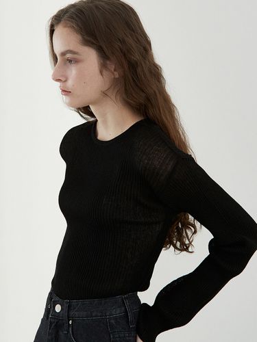 Linen seethrough knit (black) - ouie - Modalova