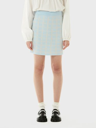 Check Jacquard Knit Skirt_Light Blue - ROLAROLA - Modalova