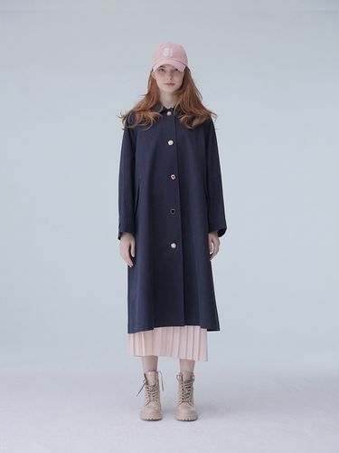 Custom Buttoned Trench Coat 001_Navy - MUDIDI - Modalova