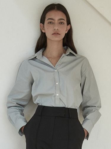 Slit neck cotton shirts (gray) - ouie - Modalova