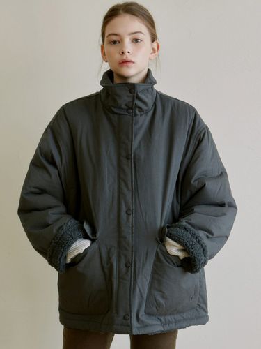 Fleece Lined Padded Jacket_Charcoal - YAN13 - Modalova