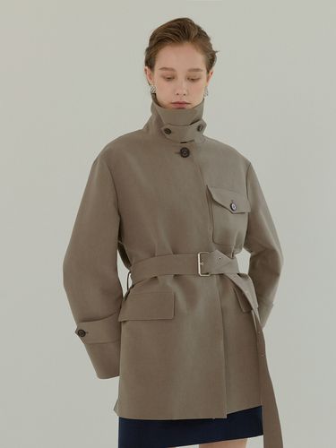 MELBA Half Length Belted Trench Coat () - MANNON - Modalova