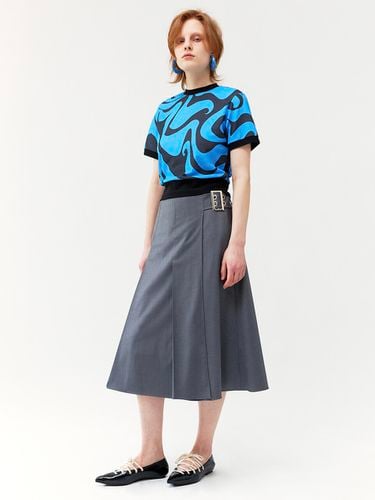 Belted Pleats Skirts_Gray - YUNSE - Modalova