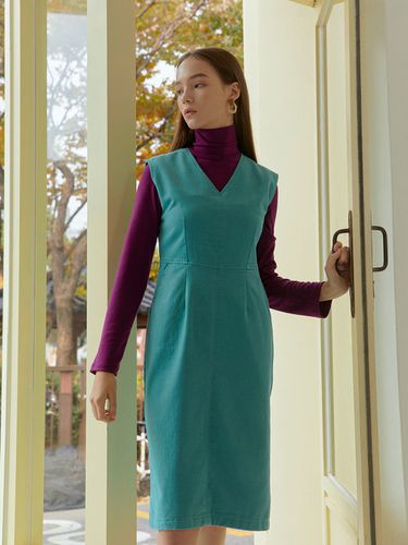 Color Cotton Stitch Dress_Emerald - molto - Modalova