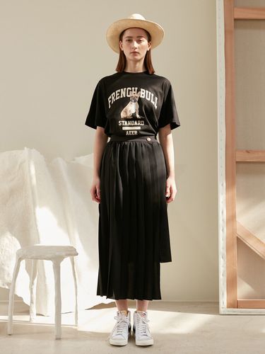 Pleated Unbalanced Skirt_Blooming Black - AEER - Modalova