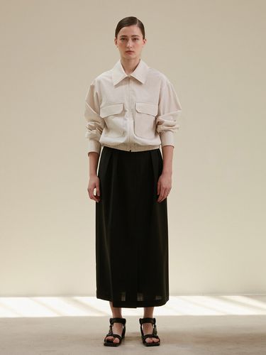 Tucked Long Wool Skirt_Blooming Black - AEER - Modalova