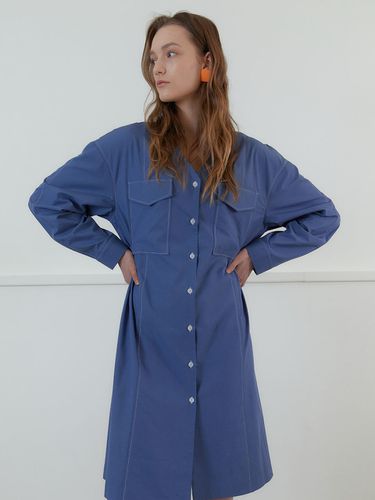 Pocket Belt Shirt Dress_Blue - molto - Modalova