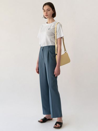 Pintuck Wide Leg Elastic Waist Pants - AMONG - Modalova