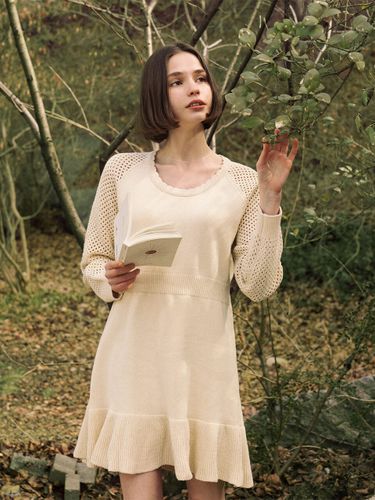 Waffle Cotton Cable Knit Raglan Dress - AMONG - Modalova