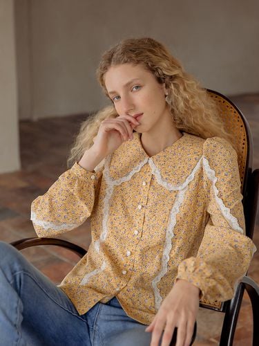 Lace Crochet Blouse (Yellow) - Cest Moidew - Modalova