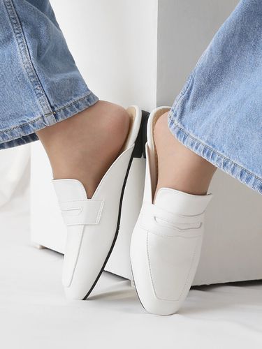 Plaisir Flat Mule Loafer White - SECONDAILY - Modalova