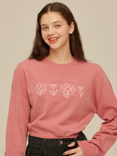 Flower Drawing Knit Sweater (Pink) - ROCCI ROCCI - Modalova