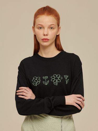 Flower Drawing Knit Sweater (Navy) - ROCCI ROCCI - Modalova