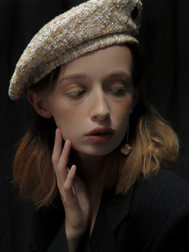 Tweed Beret_Beige - poesiedame - Modalova