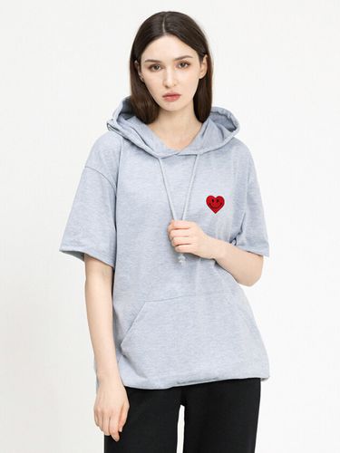 Heart Smile Embroidered Hooded T-Shirt - GRAVER - Modalova