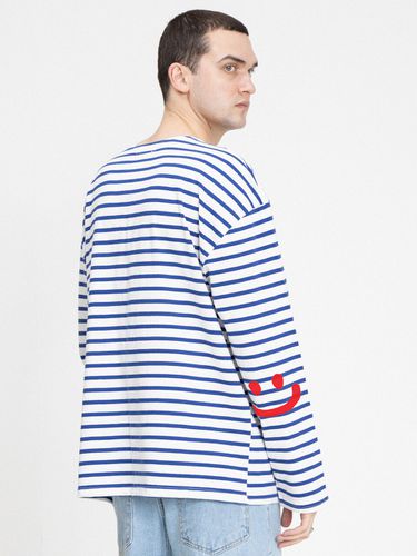 Elbow Smile Drawing Stripe Long Sleeve T-Shirt - GRAVER - Modalova