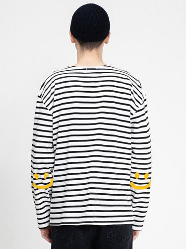 Elbow Smile Drawing Stripe Long Sleeve T-Shirt - GRAVER - Modalova