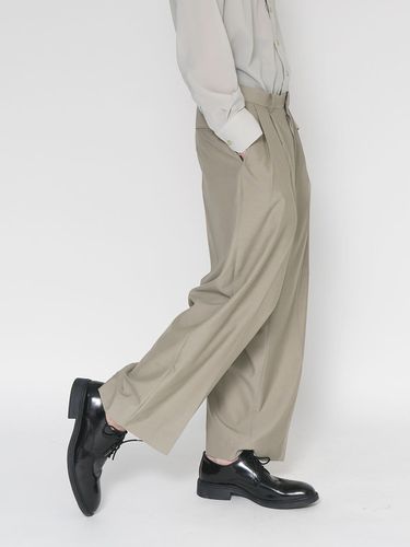 Pintuck Detail Wool Wide Pants Mint - sunnus - Modalova