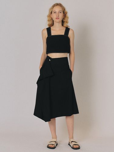 Linen Flared Skirt_Black - MAISONMARAIS - Modalova