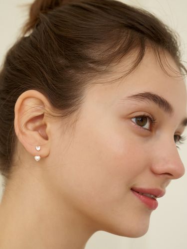 Pearl Cubic Heart Ear Jacket Earring - TATIANA - Modalova