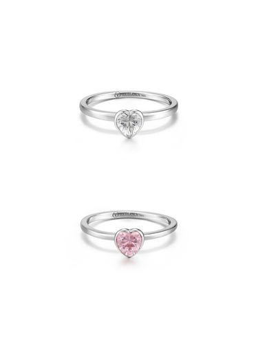 Pink Sapphire Heart Bezel Ring - TATIANA - Modalova