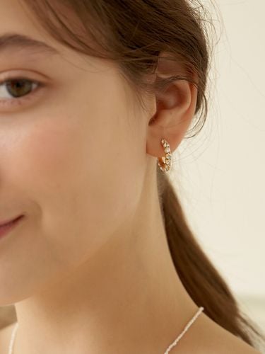 Clear White Hoop Earring - TATIANA - Modalova