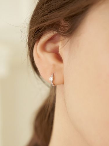 Moissanite One-Touch Hoop Earring - TATIANA - Modalova