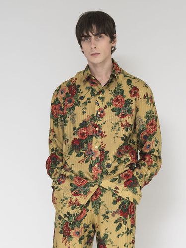 Flower Pattern Rayon Shirt Yellow - sunnus - Modalova