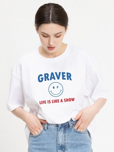 Arch Logo Dote Line Smile T-Shirt _White - GRAVER - Modalova