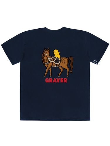 Horse Smile Back Logo T-Shirt Navy - GRAVER - Modalova