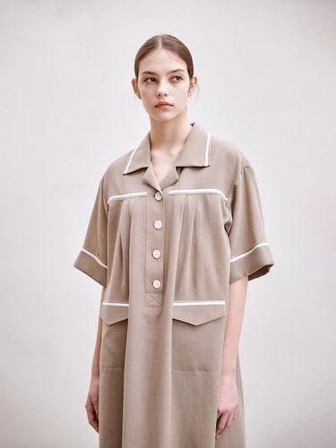 Summer Wool] Metalic Tapping Tape Mini Dress_Beige - AVA MOLLI - Modalova