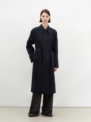 SUMMER WOOL] Reversible Mac Coat_Navy - AVA MOLLI - Modalova