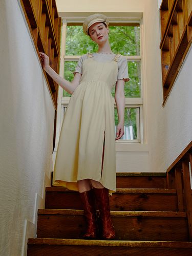 Back Point Ring Strap Dress_Light Yellow - ETMON - Modalova