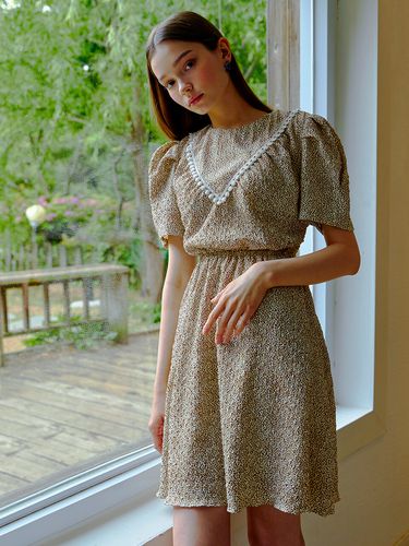 Cutout Ribbon Mini Dress_Beige - ETMON - Modalova