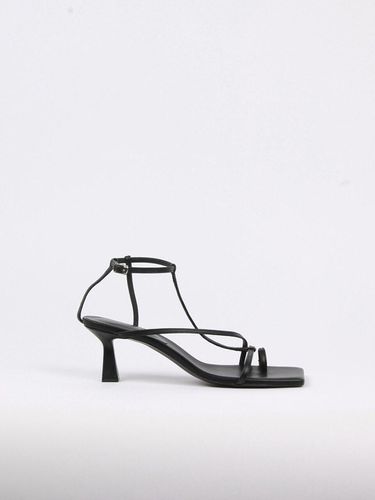 Didie Sandals Leather Black - blanc sur blanc - Modalova