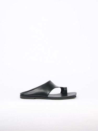 Diana Leather Slides Black - blanc sur blanc - Modalova