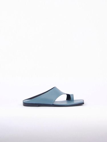 Diana Leather Slides Ocean Blue - blanc sur blanc - Modalova