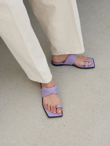 Lou Slides Leather Lavender - blanc sur blanc - Modalova