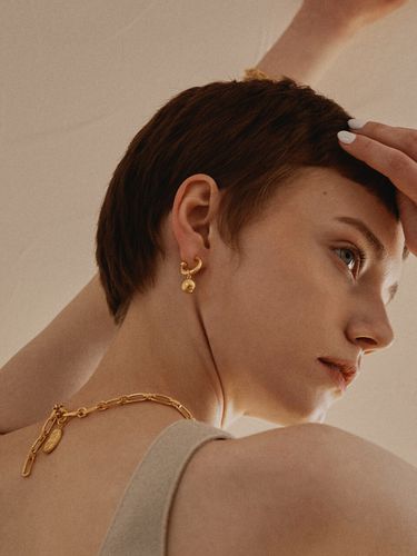 Bone and ball earring gold - MARSBOM - Modalova