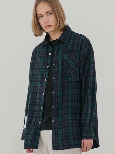 Oversized Check Shirt Jacket Green - V2 - Modalova