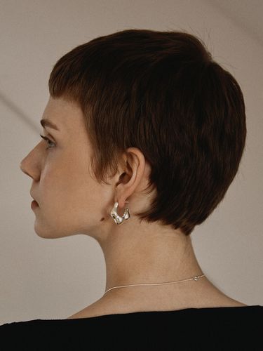 Flint Nodule Earring Silver - MARSBOM - Modalova