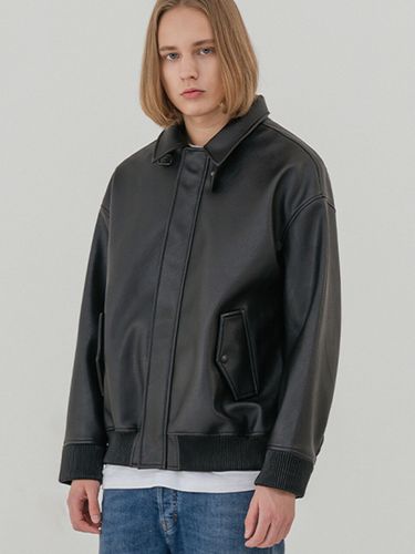 Oversized Leather Blouson Black - V2 - Modalova