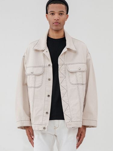 Oversized Stitch Detail Trucker Jacket - V2 - Modalova