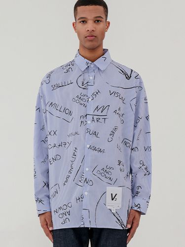 Oversized Lettering Shirt Blue - V2 - Modalova