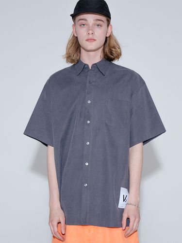 Oversized Pigment Dyed Logo Label Half Sleeve Shirt - V2 - Modalova